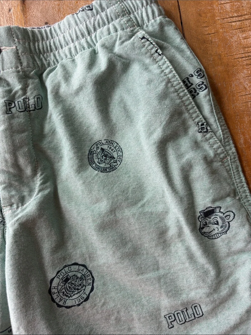 Ralph Lauren Mint Green Logo Print Shorts size 12